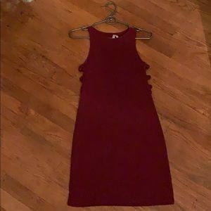 Bodycon ribbed wine dress